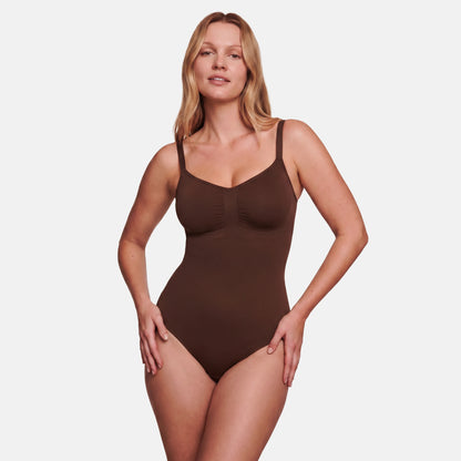 Estrell Nova Sleeveless Shapewear Body in Espresso Brown – nahtloser Damen Body mit figurformendem Effekt
