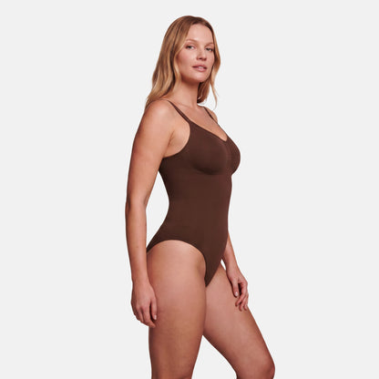Estrell Nova Sleeveless Body in Espresso Brown – seamless Damen Shapewear mit Bauchkontrolle Seitenansicht