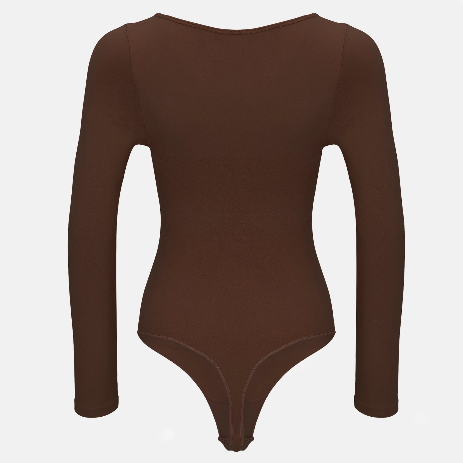Estrell Nova Longsleeve Shapewear Body in Espresso Brown – Rückansicht