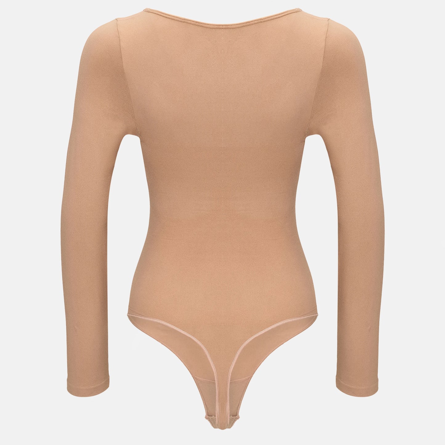 Estrell Nova Longsleeve Shapewear Body in Mink Beige – Rückansicht